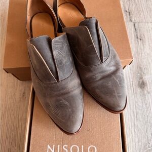 Nisolo Charcoal Leather Loafers Emma d'Orsay Oxford
